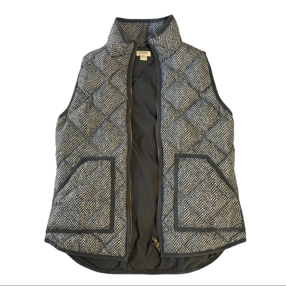 J Crew Gray Herringbone Vest Size XS